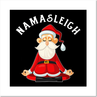 Namasleigh Santa Yoga Funny Namaste Christmas Posters and Art